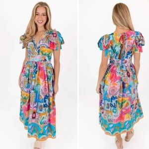 J. Marie  Multicolor Artistic abstract Sloane Midi Dress
